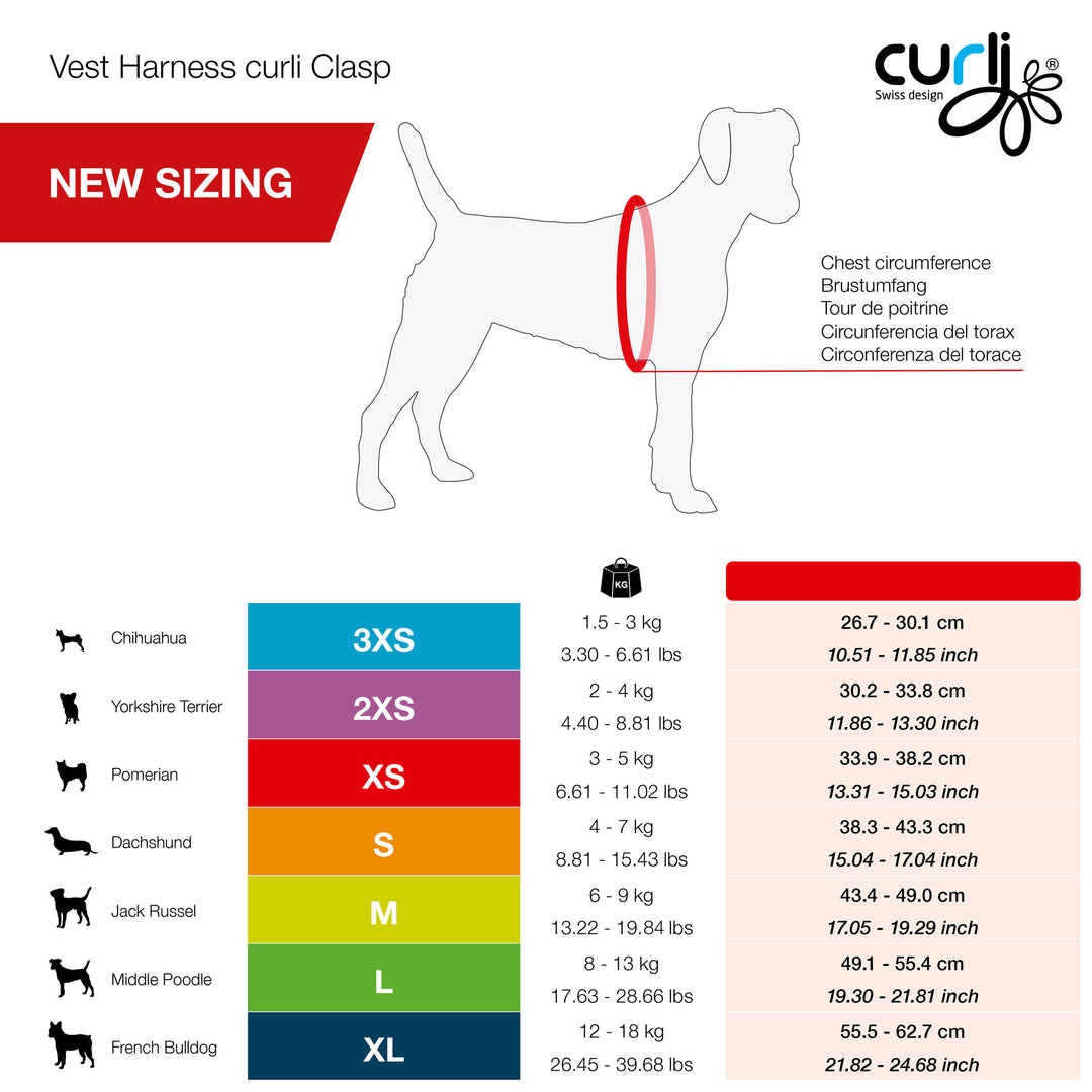 Curli Geschirr Merino_Size_Chart
